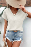 Ivory V-Neck Textured Blouse