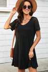 Black Casual Raglan Sleeve Basic Dress for Women