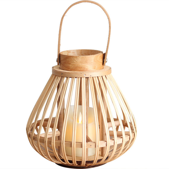 Handmade Bamboo Woven Wind Lantern Candle Holder Decorative Lantern Ornaments