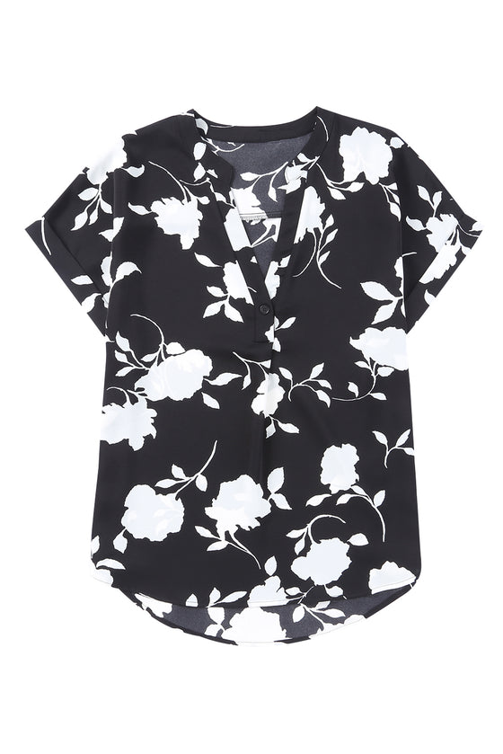 Floral Printed V Neck Short Sleeve Blouse | Available in 3 Colors