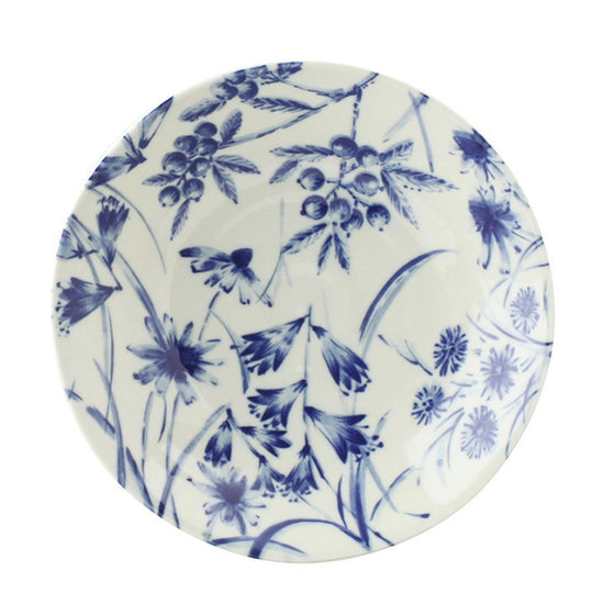 Single Serving Dessert Dish in Blue and Cream Floral Design