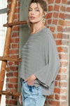 Apricot Solid Color Ribbed Knit 3/4 Sleeve Pullover Sweater | Available in 5 sizes