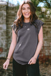 Black Rivet Round Neck T Shirt