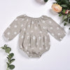 Beige Floral Long-sleeved Baby Girl Onesie | Available in Several Sizes