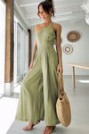 Green Asymmetric Wide Leg Jumpsuit