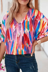 Multicolor Watercolor Abstract Design Blouse