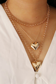  Gold Valentine Multi Layer Heart Shape Pendant Necklace