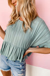 Sage Green Textured Ruffle Hem Shirt