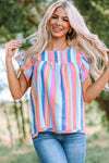 Striped Keyhole Sleeve Blouse | Available in 2 Patterns