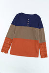 Color Block Ribbed Lace Crochet Sleeves Shirt for Women | Available in 2 Colors