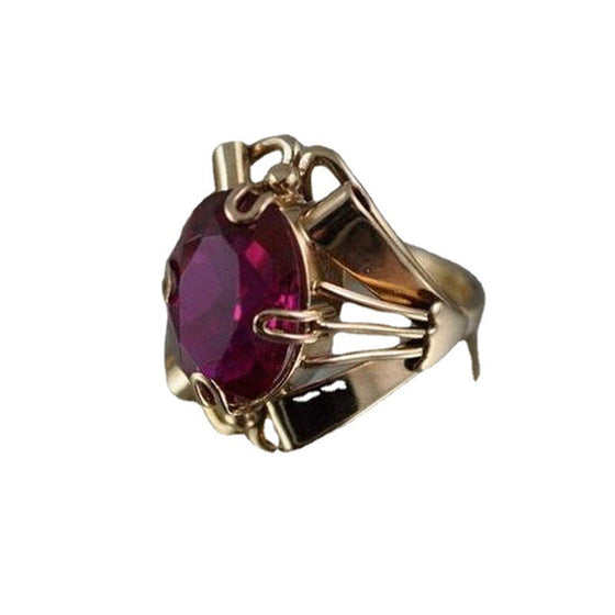 Glass Ruby Vintage Ring