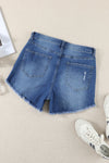 Dark Blue Casual Frayed Hem Denim Shorts | Available in 2 Colors