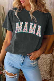  Wholesale Black Vintage Wash Floral MAMA Graphic Tee