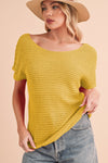 Red Clay Plain Knit Loose Batwing Sleeve Blouse