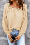 Pink Waffle Texture Casual Square Neck Pullover Top | Available in 5 Colors