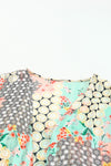 Multicolor Boho Floral Open Front Half Sleeve Kimono