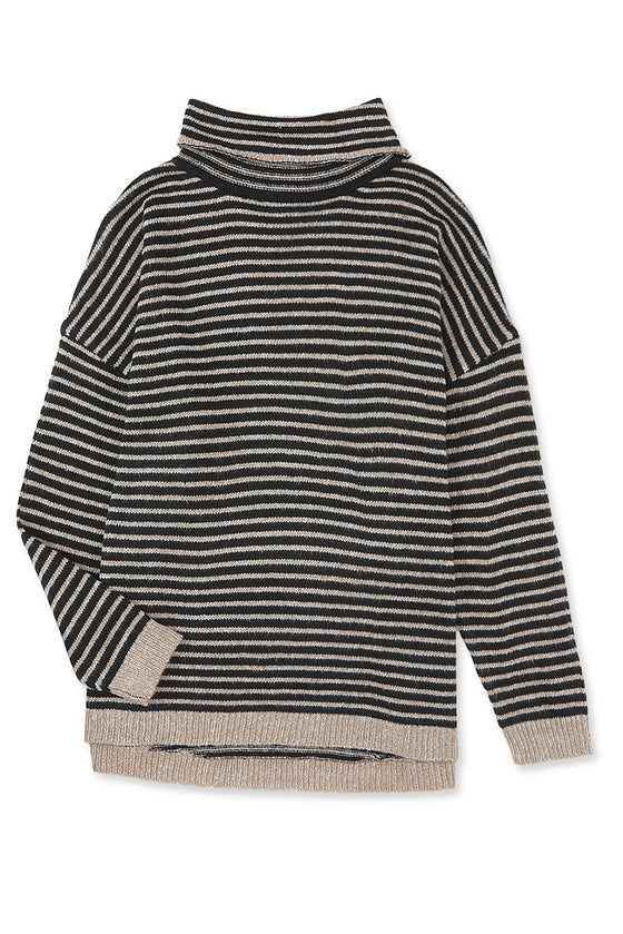 Gray Striped Turtleneck Oversized Sweater | Available in 4 Colors