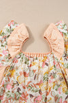 Apricot Pink Floral Print Ruffle Sleeve Blouse | Available in 2 Colors