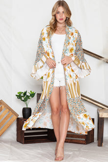  Floral Print Long Kimono