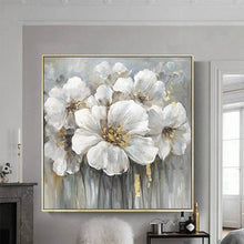  Frameless White Flower Wall Art Oil Painting