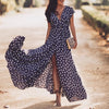 Deep V-Neck Polka-dot Dress