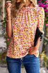 Orange Floral Mock Neck Blouse | Available in Yellow