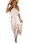 White Floral Slit Ruffled Halter Neck Maxi Dress