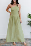 Green Asymmetric Wide Leg Jumpsuit