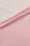 Pink Casual Frayed Trim Side Slit Loose Sweatshirt