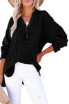 Loose Crinkle Button V Neck Henley Top | Available in 4 Colors