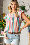 Striped Keyhole Sleeve Blouse | Available in 2 Patterns