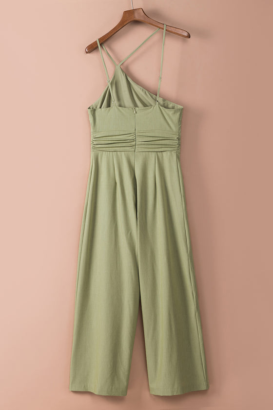 Green Asymmetric Wide Leg Jumpsuit