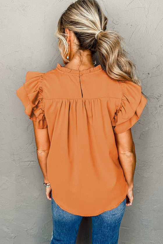 Orange Ruffle Blouse