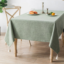  Solid Colored Tablecloth with Ivory Tasseled Corners or Tassel Trim