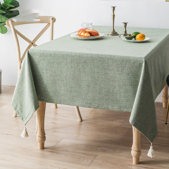 Solid Colored Tablecloth with Ivory Tasseled Corners or Tassel Trim