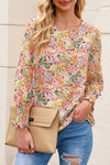 Multicolor Floral Print Smocked Cuffs Long Sleeve Blouse | Available in 2 Patterns