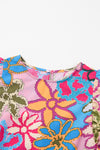 Multicolor Floral & Tiered Ruffle Sleeve Blouse