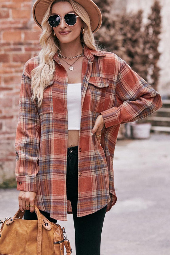 Multicolor Plaid Colorblock Button Up Shacket | Other Colors Available