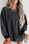 Pink Solid Ribbed Round Neck Pullover Sweatshirt |Available in 6 Colors