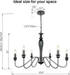 6 Head Black Iron Candle Style Chandelier