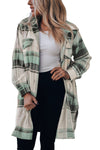 Brown Plaid Casual Button Up Flannel Long Shacket with Flap Pockets