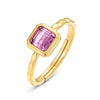 Square Natural Amethyst Ring