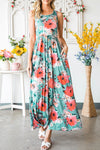 Green Floral Sleeveless Maxi Dress