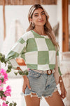 Grass Green Checkered Ruffle with Smocked Cuffs T-Shirt