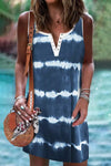 Blue Tie Dye Striped Tank Dress