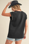 Black Rivet Round Neck T Shirt