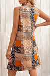 Orange Casual Floral Print Short Tank Dress