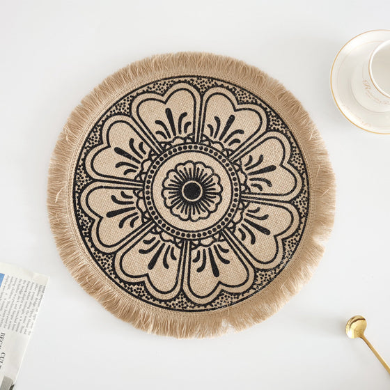 Braided Jute Placemat with Decorative Round Fringe Edge | Available in 10 Styles