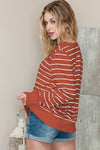 Striped Print Casual Long Sleeve Pullover Top | Available in 2 Colors