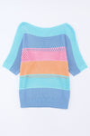 Sky Blue Knitted Color Blocked Top | Available in Pink